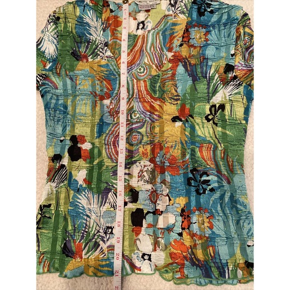 alberto makali top small Multi Colored Floral Stretch Blouse Long Sleeve - Picture 6 of 9